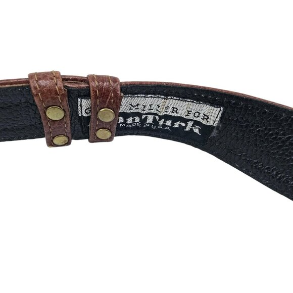 Glen Miller For Ann Turk 80s Alligator Buckle On Embossed Leather Strap Belt - Picture 3 of 6